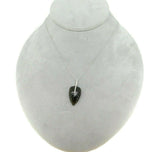 14k White Gold Genuine Natural Smoky Quartz and Diamond Leaf Pendant (#J674)