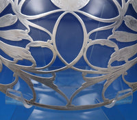 Glass Trivet Plate with Sterling Silver Overlay 9 7/8" in Diameter (#6815-2)