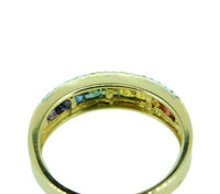 14k Yellow Gold Rainbow Genuine Natural Sapphire and Diamond Ring Band (#J4630)