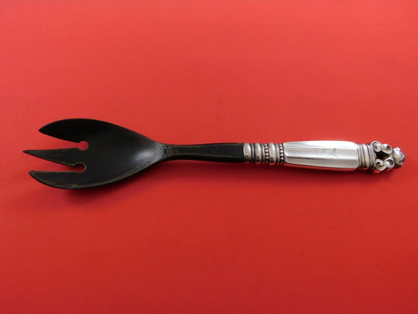 Acorn by Georg Jensen Sterling Silver Salad Serving Fork w/ Horn 9"
