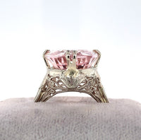 14k Gold Large 8.77ct Pink Genuine Natural Morganite Filigree Ring (#J5763)