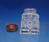 Norwegian Sterling Silver Glass Salt Pepper Shaker Set 2pc w/ Red Enamel (#6895)