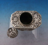 Sterling Silver Tea Caddy w/ Repoussed Flowers 4 1/2" x 3 7/8" x 2 3/8" (#6463)