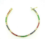14k Yellow Gold Genuine Natural Ruby Sapphire Emerald Diamond Bracelet (#J1810)
