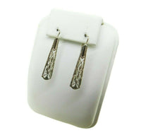 14k White Gold Art Deco Filigree Earrings Wire Hooks (#J4811)