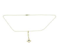 10k Yellow Gold Lavaliere Pendant with Blue Glass and Pearl (#J4762)