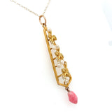 10k Yellow Gold Art Nouveau Lavaliere with Conch Pearl Drop (#J6166)