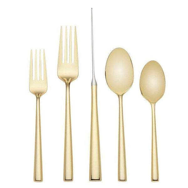 Malmo Gold by Kate Spade Stainless Steel Flatware Set Service for 12 New 60 pcs