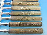 Kozuka by Unknown Silverplate & Bronze Tea Knife / Tea Fork 24pc Multi-Design