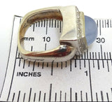 Modern 14k Gold Square Genuine Natural Chalcedony Ring with Diamonds (#J3603)