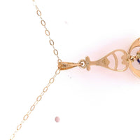 10k Yellow Gold Victorian Sapphire and Pearl Lavaliere Pendant (#J5543)
