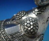 India Sterling Silver Tea Caddy Elephant Form with Chrysanthemums c.1950 (#5468)