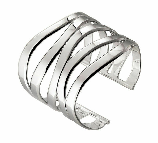 Rivage Christofle France Sterling Silver Wide Cuff Bracelet Modern New