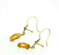 14k Yellow Gold Marquise Genuine Natural Citrine Wire Drop Earrings (#J1685)