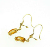14k Yellow Gold Marquise Genuine Natural Citrine Wire Drop Earrings (#J1685)