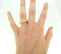 10k Rose Gold Genuine Natural Opal Victorian Wide Band Ring (#J5110)