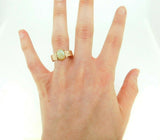 10k Rose Gold Genuine Natural Opal Victorian Wide Band Ring (#J5110)