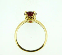 14k Yellow Gold Concave Cut 3 Carat Genuine Natural Garnet Ring (#J4419)