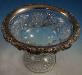 Wilcox Co. Cut Glass Punch Bowl with Sterling Silver Grapes (#2159)