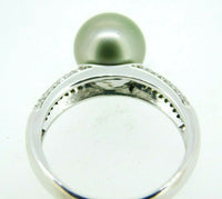 14k White Gold 9mm Pistachio Tahitian Pearl Ring (#J5104)