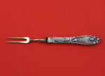 German Sterling Silver Fruit Fork Gold Washed Plated Tines HH Lily Motif 5 1/4"