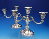 German .835 Silver Candelabra Pair 3-Light 9 5/8" x 12" (#4681)