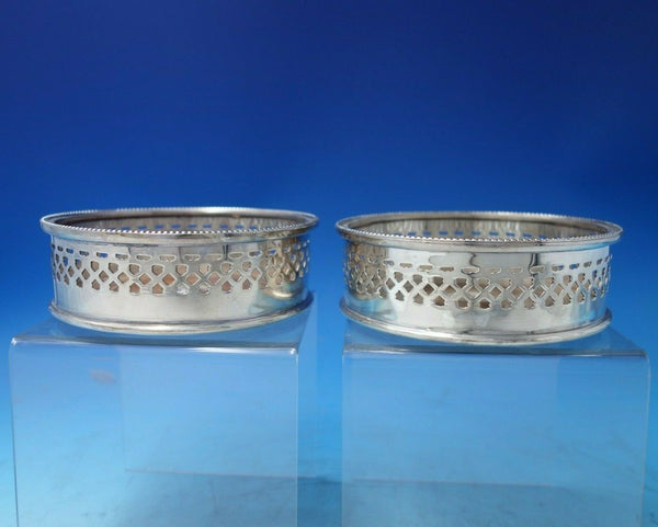 Beaded by Royal Castle Sheffield Silverplate Champagne Coaster Pair (#5860)