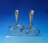 JC Boardmann Silver Co Danish Sterling Silver Candle Holder Pair 3" x 3" (#5892)