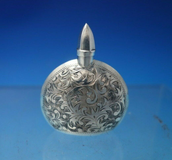 Sterling Silver Perfume Flask Bright-Cut 1 3/4" x 1 1/2" .4 ozt. c.1940 (#5913)