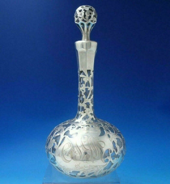 Gorham Glass Decanter with Sterling Silver Overlay Floral #S1127 11 1/2"(#5941)