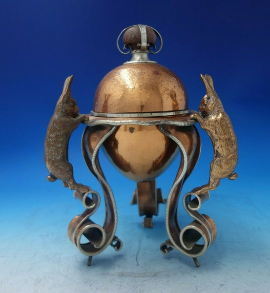 Rabbit by Joseph Heinrichs Copper Brass Silver Egg Coddler 11 3/8" x 9" (#5957)