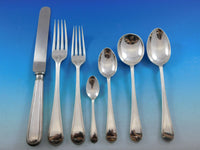 English Thread by James Robinson Sterling Silver Flatware Set Service 42 pcs