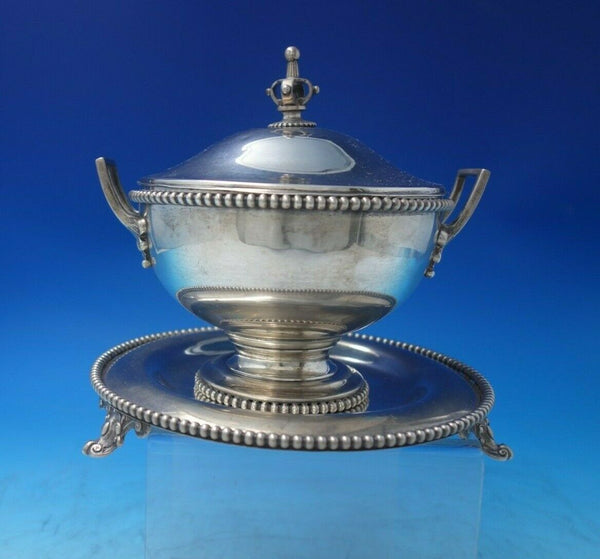 Beaded by Ball Black and Co Sterling Silver Butter Dome with Underplate (#6056)