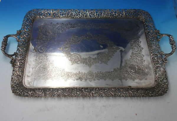 Edward and Sons English Silverplate Tea Tray Griffin Handles #358908 (#6067)