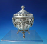 German .800 Silver Mustard Pot 3pc Frame Pot Lid w/ Rams Ribbons Swags (#6079)