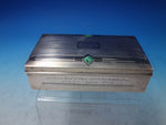 Art Deco Sterling Silver Cigarette Box Case with green stones and enamel (#6109)