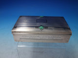 Art Deco Sterling Silver Cigarette Box Case with green stones and enamel (#6109)