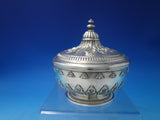 French 800 Silver Caviar Bowl w/ Lid Flower & Leaf Design c1870 (#6130)