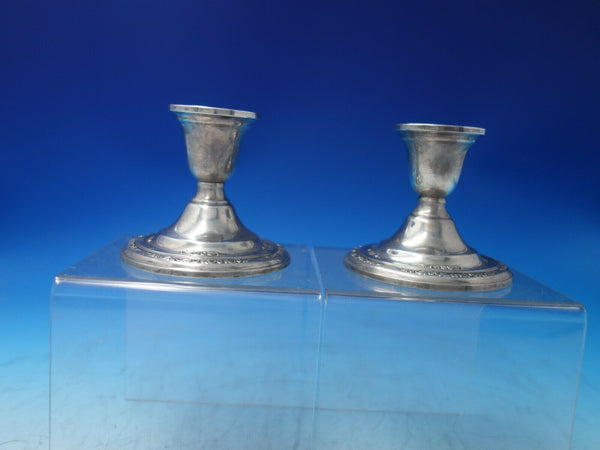 Courtship by International Sterling Silver Pair Short Candlesticks #N251 (#6140)
