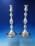 Rose by Unknown Sterling Silver Candlestick Pair 12 1/2" Vintage (#6148)