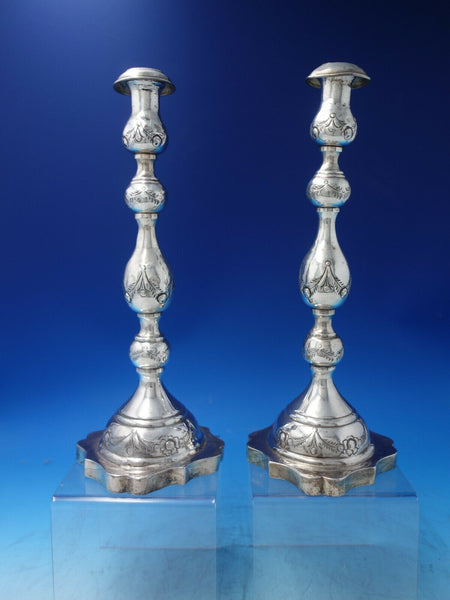 Rose by Unknown Sterling Silver Candlestick Pair 12 1/2" Vintage (#6148)
