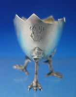 German 800 Silver Poached Egg cups Set of 6 with Chicken Feet (#6242)