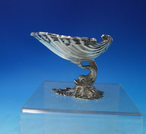 Sterling Silver Bowl Cast Seashell on Dolphin Design 3" Tall (#6282)