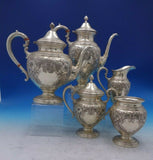 Lily by Frank Whiting Sterling Silver Tea Set 5pc Hand Chased #7185 (#6369)