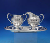 Rose Point by Wallace Sterling Silver Sugar Creamer Set 3pc 13.5 ozt. (#6446)