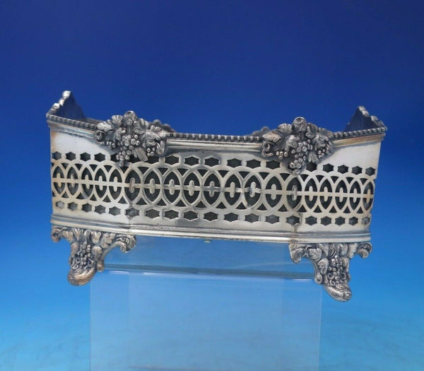 Silver on Copper Jardiniere Bowl for Flowers Removable Liner w/ Grapes (#6448)