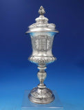 German .812 Silver Chalice Gold Washed Interior with Lid Chased Flowers (#6454)