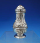 English Georgian Sterling Silver Muffineer with Chased Flowers c.1743 (#6461)