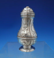 English Georgian Sterling Silver Muffineer with Chased Flowers c.1743 (#6461)