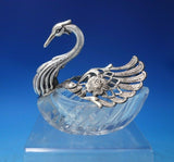 German Sterling Silver Crystal Sugar Basket Swan Form with Movable Wings (#6474)